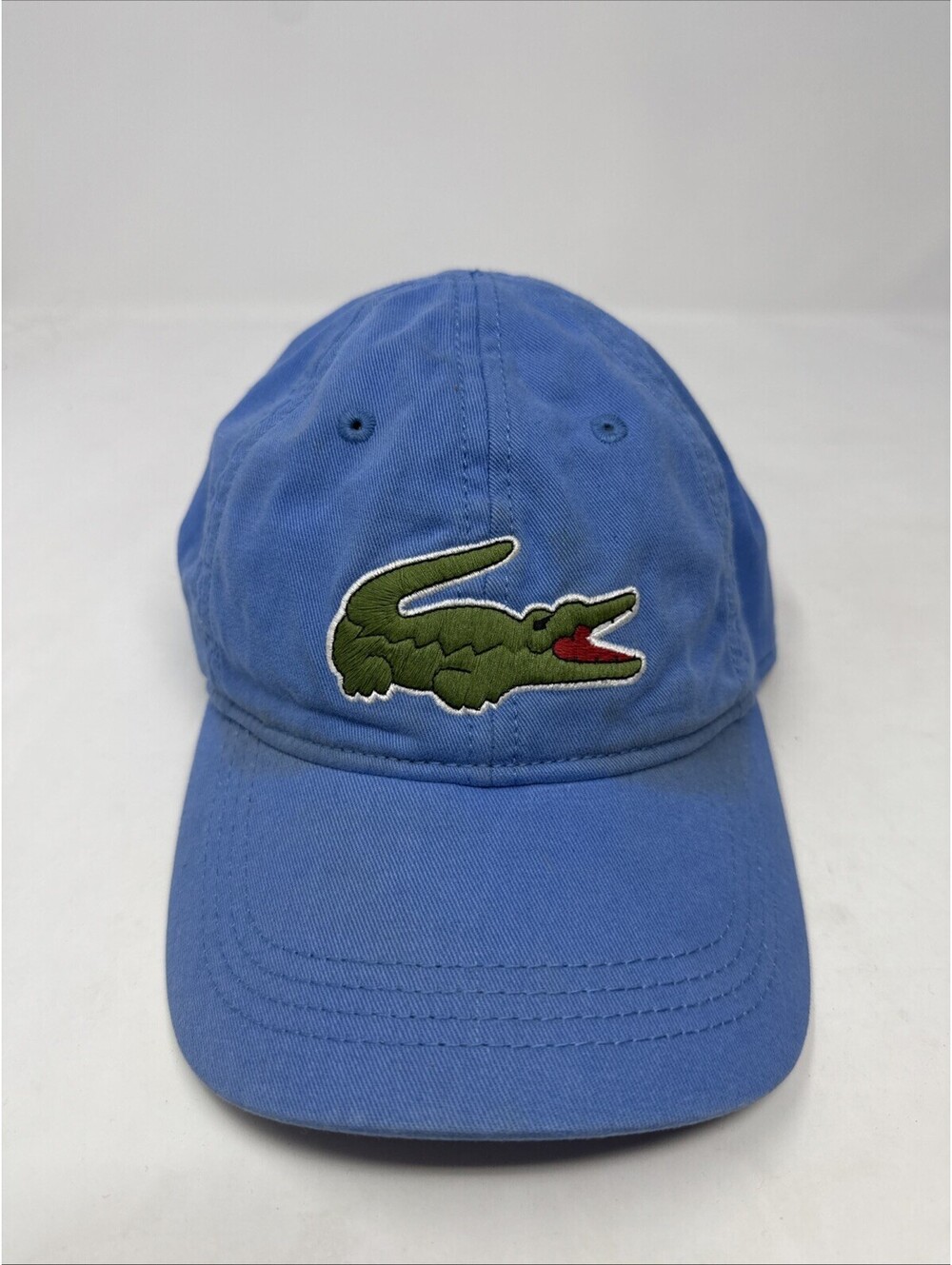 Lacoste Hat Cap Strap Back Blue Cotton Baseball Big Croc Logo Mens One Size